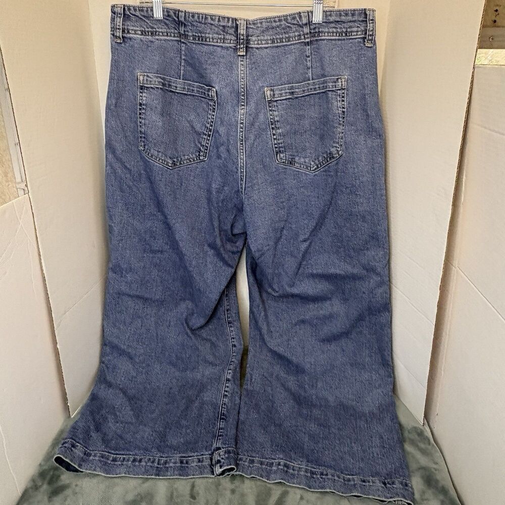 Gap High Rise Wide Leg Crop Jeans Womens 18/34R Blue Dark Wash Stretch Denim - Picture 4 of 9